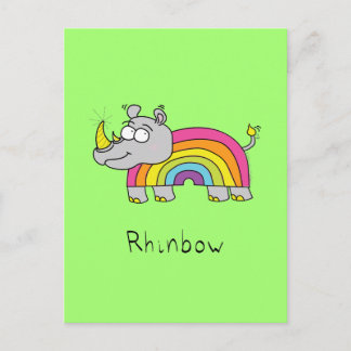 Rhinbow Rhino Rainbow Postcard Green