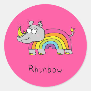Rhinbow Rhino Rainbow Stickers Pink