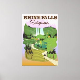 Rhine falls Switzerland travel poster Canvas Print