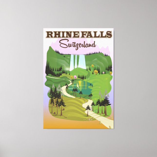 Rhine falls Switzerland travel poster Canvas Print (Front)