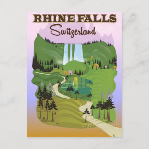 Rhine falls Switzerland travel poster Postcard