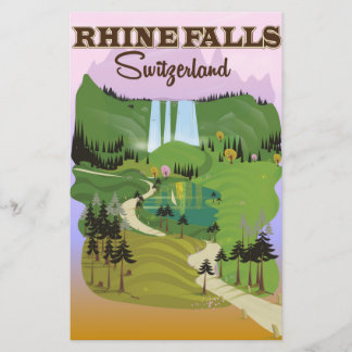 Rhine falls Switzerland travel poster Stationery