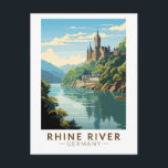 Rhine River Germany Section Travel Art Vintage Postcard<br><div class="desc">Rhine River in a vector art style featuring the portion in Germany. The Rhine is one of the major European rivers. The river begins in the Swiss canton of Graubünden in the southeastern Swiss Alps.</div>