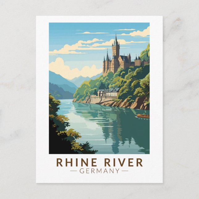 Rhine River Germany Section Travel Art Vintage Postcard (Front)