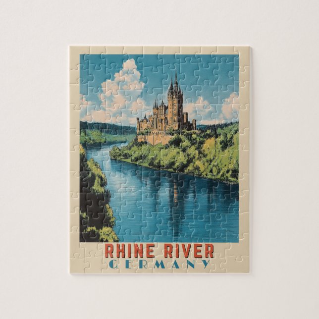 Rhine River Germany Vintage Travel Jigsaw Puzzle (Vertical)
