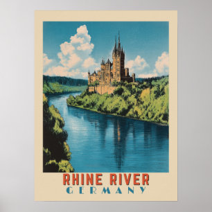 Rhine River Germany Vintage Travel Poster