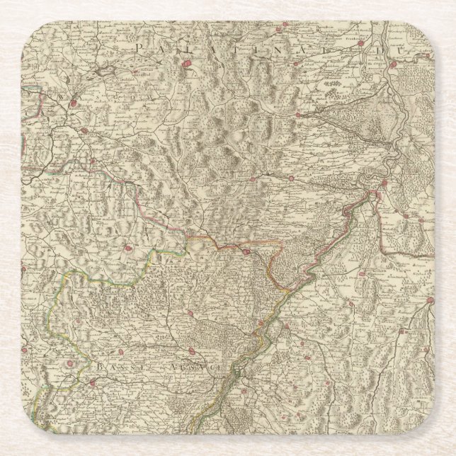 Rhine River Valley, France 2 Square Paper Coaster (Front)