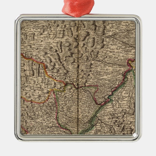 Rhine River Valley in Germany and France Metal Tree Decoration (Front)