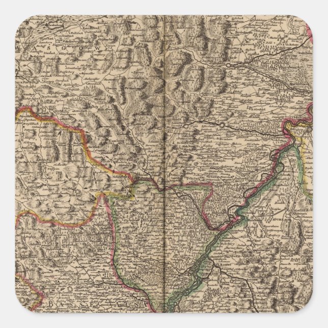 Rhine River Valley in Germany and France Square Sticker (Front)