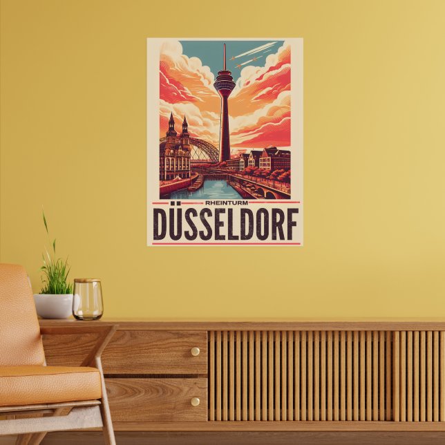 Rhine Tower Dusseldorf Rheinturm german gift Poster (Living Room 2)