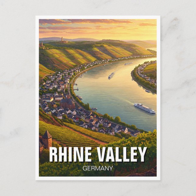 Rhine Valley Germany Travel Postcard (Front)