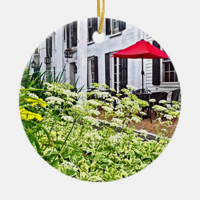 Rhinebeck NY - Outdoor Seating Ceramic Tree Decoration (Front)