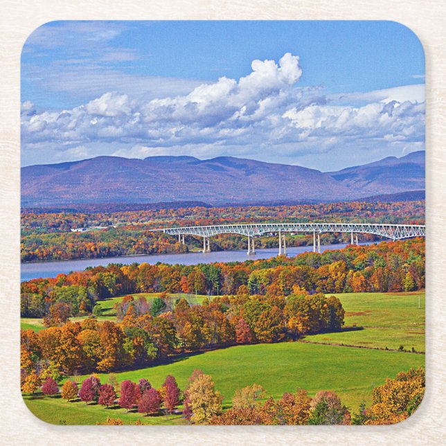 Rhinecliff Bridge in the fall Square Paper Coaster (Front)