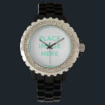 Rhinestone Black Enamel Watch<br><div class="desc">Rhinestone Black Enamel Watch</div>