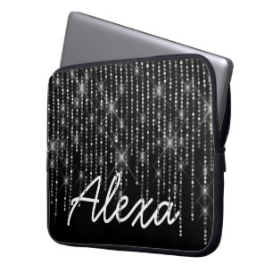 Rhinestone Bling with Name Laptop Sleeve