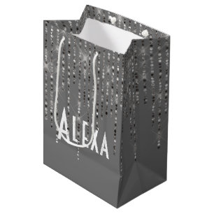 Rhinestone Bling With Name Medium Gift Bag