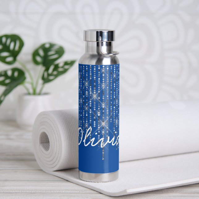Rhinestone Bling with Name   Water Bottle (Yoga)