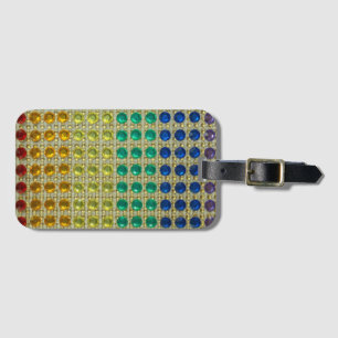 Rhinestone colours on faux gems in sparkle rows luggage tag
