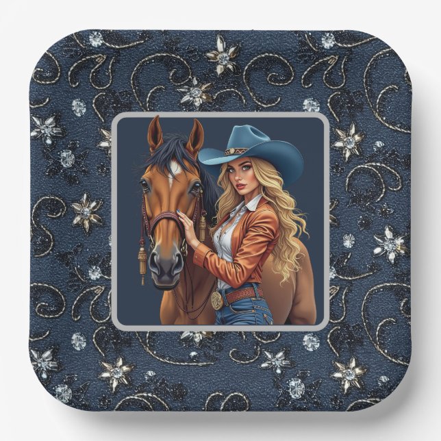 Rhinestone Cowgirl  Paper Plate (Front)