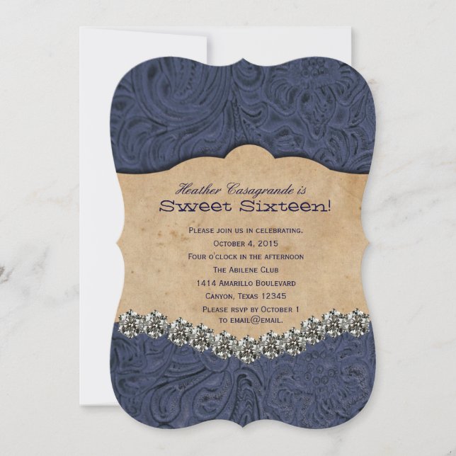 Rhinestone Cowgirl Sweet Sixteen Birthday Invitation (Front)