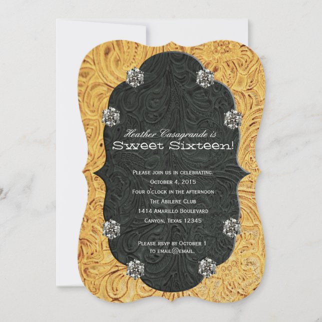 Rhinestone Cowgirl Sweet Sixteen Birthday Invitation (Front)