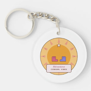 Rhinestone Cowgirl Vibes Retro Western Sunburst Key Ring