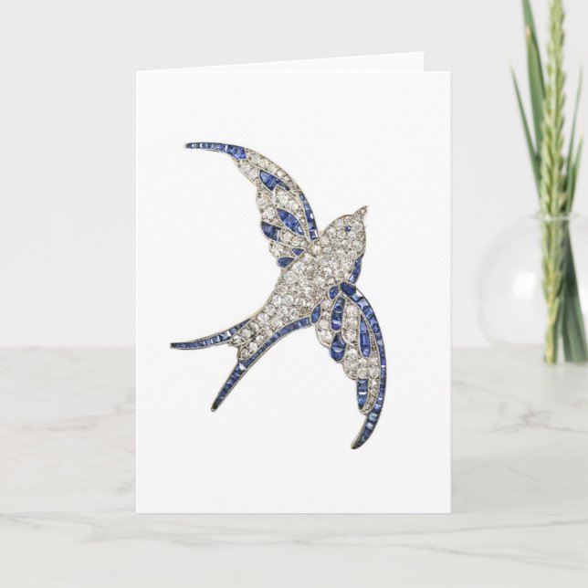 Rhinestone Diamonds Bird Vintage Costume Jewellery Card (Front)