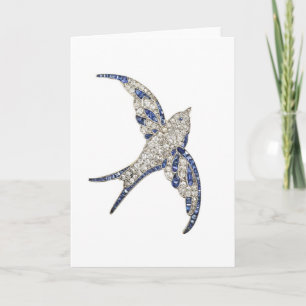 Rhinestone Diamonds Bird Vintage Costume Jewellery Card