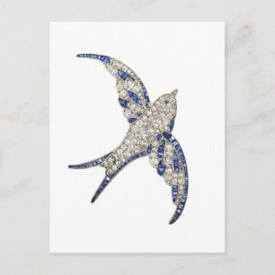 Rhinestone Diamonds Bird Vintage Costume Jewellery Postcard