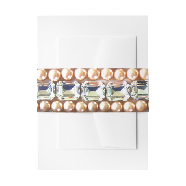 Rhinestone diamonds jewellery pearls gemstones invitation belly band (Front Example)