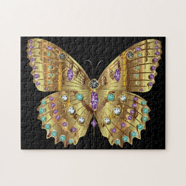 Rhinestone Golden Butterfly Jigsaw Puzzle (Horizontal)