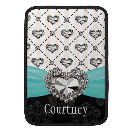 Rhinestone Heart Bling Macbook Air Sleeve 13 / 11