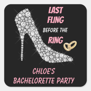 Rhinestone Heels Last Fling Bachelorette Party Square Sticker