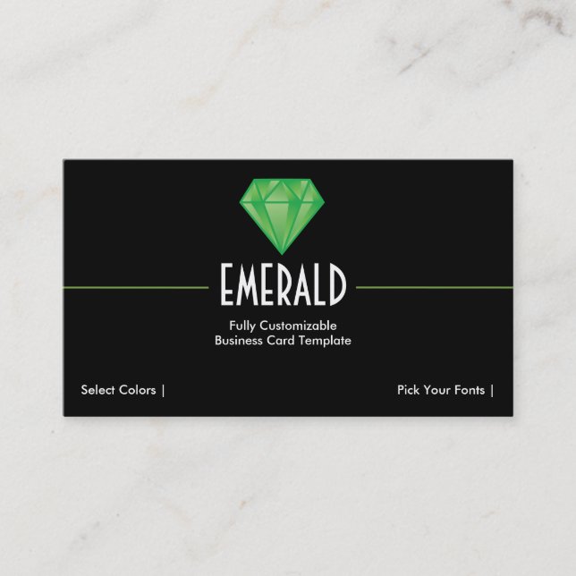 Rhinestone Jewel - Rhinestone Emerald Logo Busines Business Card (Front)