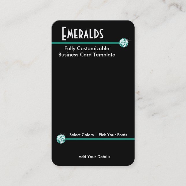 Rhinestone Jewellery - Rhinestone Emerald Logo Business Card (Front)