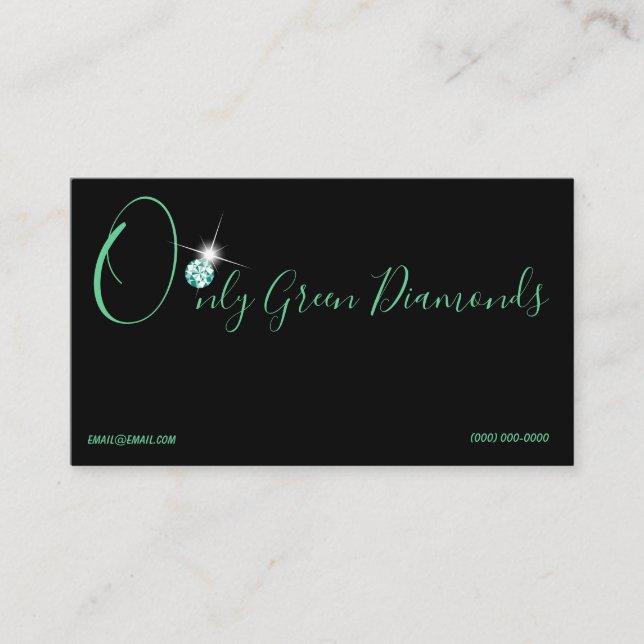 Rhinestone Logo Initial Business Cards Green (Front)