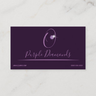 Rhinestone Logo Initial O Business Cards Purple