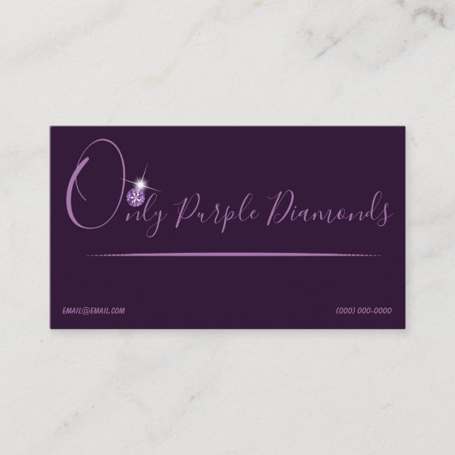 Rhinestone Logo Initial O Business Cards Purple (Front)