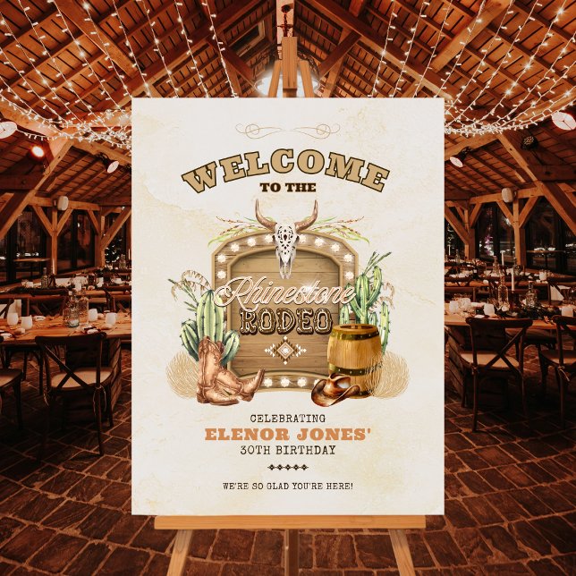 Rhinestone Rodeo Birthday Welcome Sign (Western Theme Welcome Sign with a little bling!)