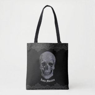 Rhinestone Skull Tote Bag