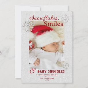 Rhinestone Snowflakes Holidays Baby Announcement