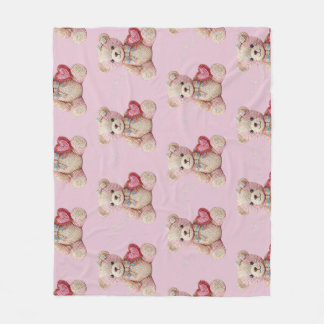 Rhinestone Valentine Bear  Fleece Blanket