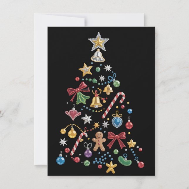 Rhinestone Whimiscal Bling Christmas Tree Holiday Card (Front)