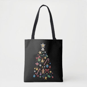 Rhinestone Whimiscal Bling Christmas Tree Holiday Tote Bag
