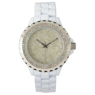 Rhinestone White Enamel - Sea Waves Watch