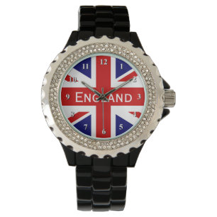 Rhinestone wrist watch   British Union Jack flag