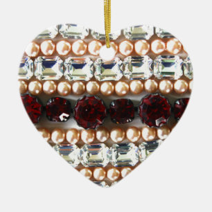 Rhinestones and pearls - vintage jewellery ceramic tree decoration