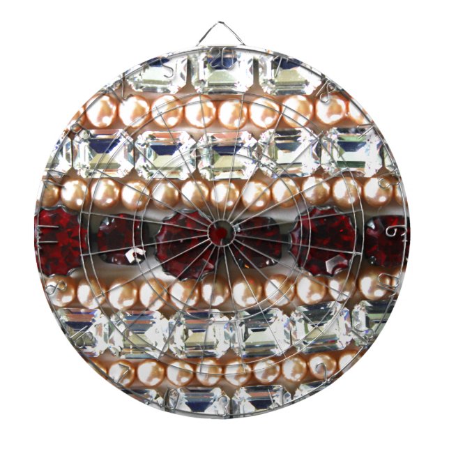 Rhinestones and pearls - vintage jewellery dartboard (Front)