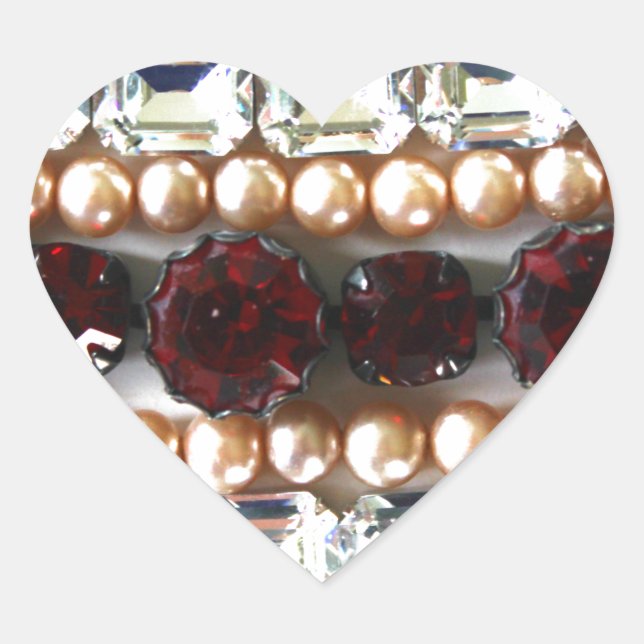 Rhinestones and pearls - vintage jewellery heart sticker (Front)