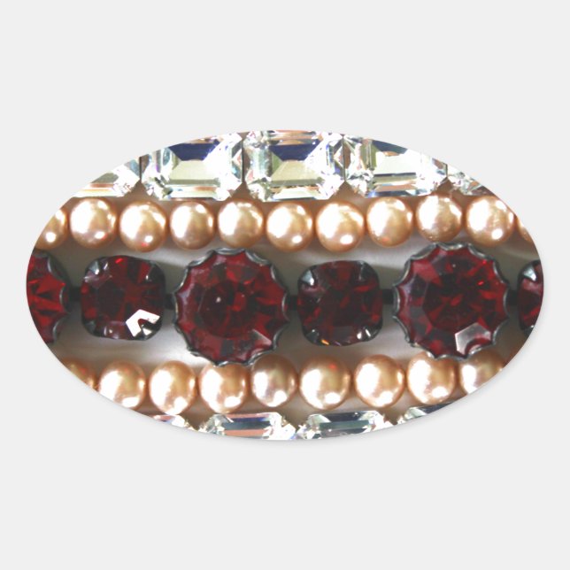 Rhinestones and pearls - vintage jewellery oval sticker (Front)